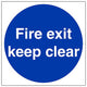 Fire Exit Keep Clear Sign 200x200mm Vinyl