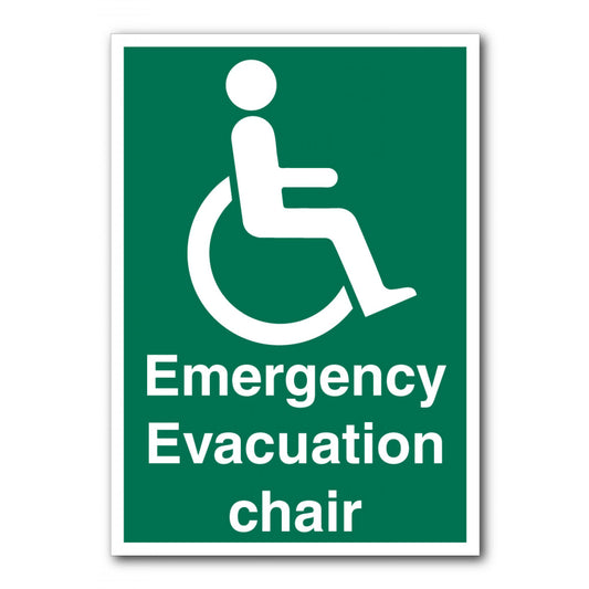 Emergency Evacuation Chair Sign - Rigid Plastic