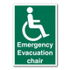 Emergency Evacuation Chair Sign - Rigid Plastic