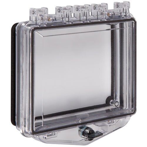 Flush mount cover, shallow, exterior thumb lock