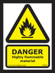 Flammable Material Sign 200x150mm