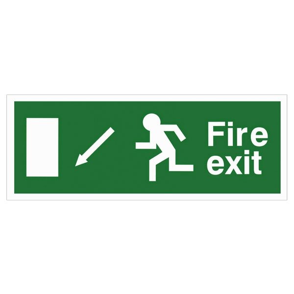 Fire Exit Signs - EEC Directive - Down Left  (Rigid Plastic)