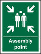 White Rigid Plastic Assembly Point Sign with Text
