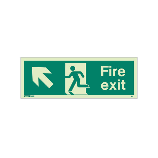 Fire Exit Sign - Rigid Plastic - Up/Left - Size K