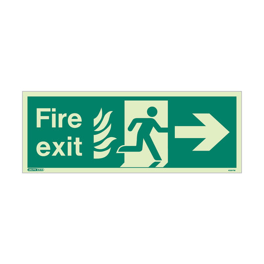 NHS Fire Exit Sign - Right - Size J - RP