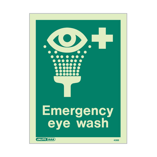 Emergency Eye Wash Sign, With Text, 150x200mm, Rigid PVC