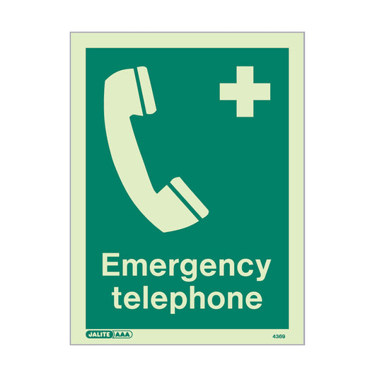Emergency Telephone Sign, With Text, 150x200mm, Rigid PVC