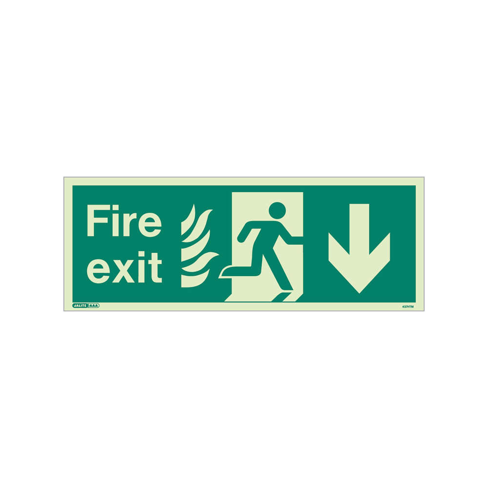 NHS Fire Exit Sign - Down - Size K - RP