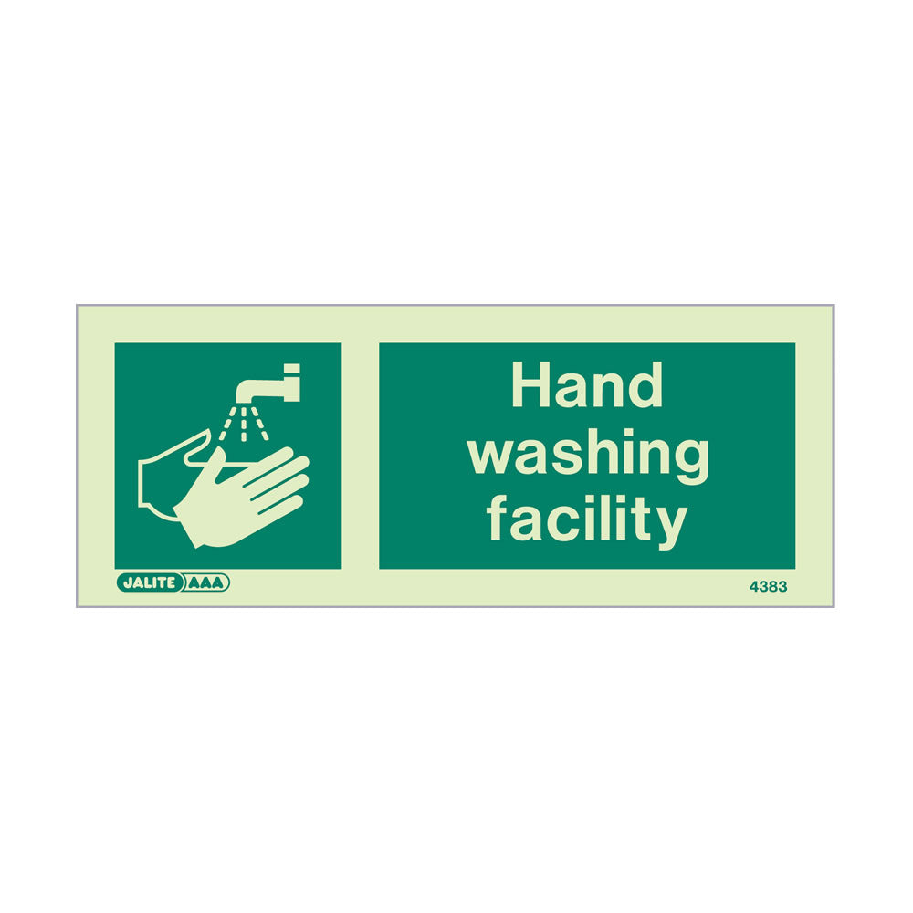 Hand Wash Facility Sign, With Text, 80x200mm, Rigid PVC