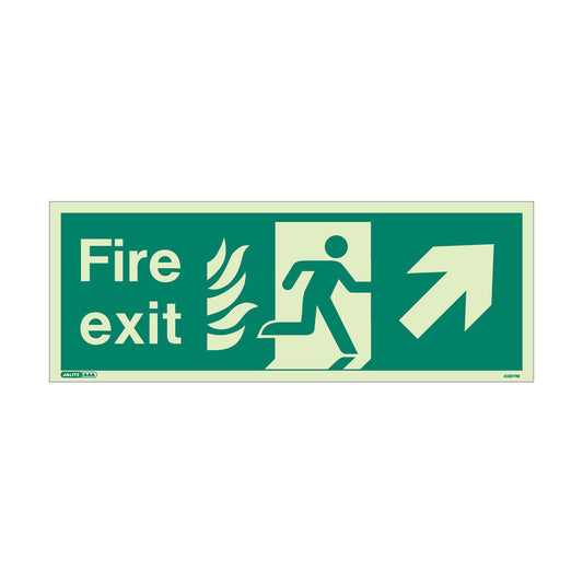 NHS Fire Exit Sign - UR - Size J - RP