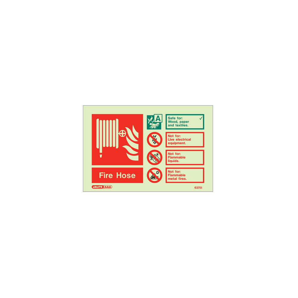 Photo-Luminescent Fire Hose Sign 105 x 150mm