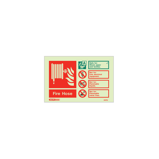 Photo-Luminescent Fire Hose Sign 105 x 150mm