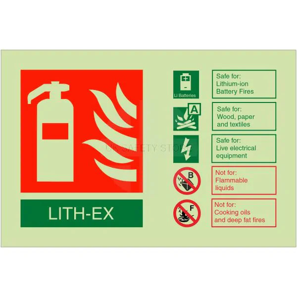 Extinguisher ID Sign - Lithium Ion Battery (A + Elec) - Landscape 105x150mm