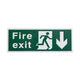 White Rigid Plastic Self Adhesive Fire Exit Signs - Down
