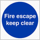 Mandatory Sign - Rigid Plastic - Fire Escape Keep Clear