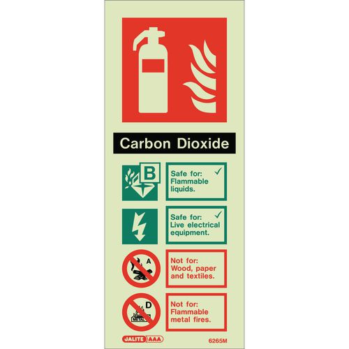 Extinguisher Sign - Rigid Plastic - CO2 - 200x80mm