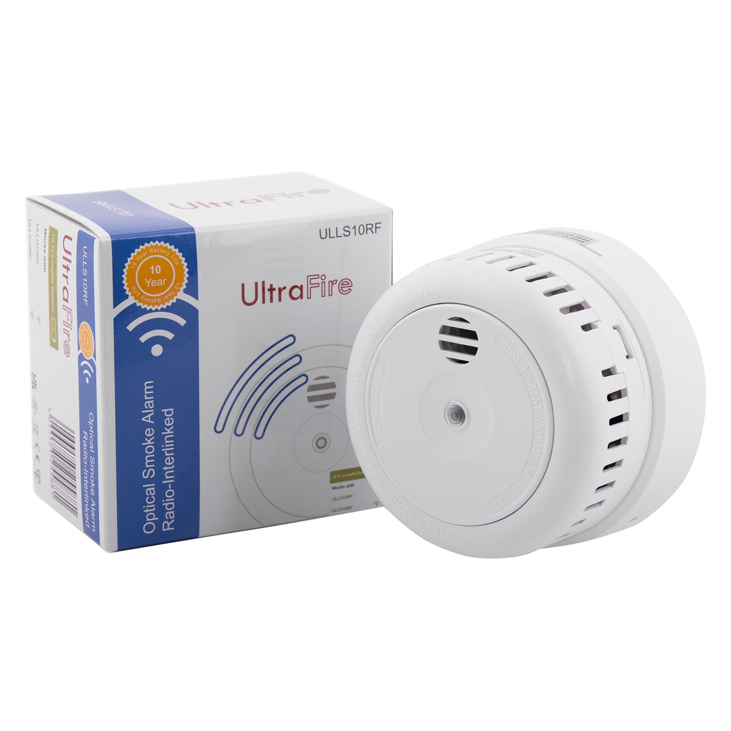 UltraFire 10 Year Battery Optical Smoke Alarm - Wireless RF