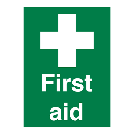 First Aid  Sign, With Text, 150x200mm, Rigid PVC