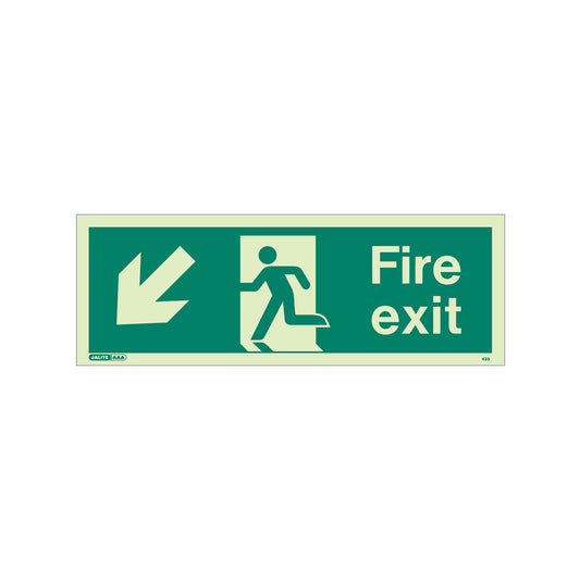 Fire Exit Sign - Rigid Plastic - Down/Left - Size K
