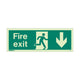 Fire Exit Sign - Rigid Plastic - Down - Size J
