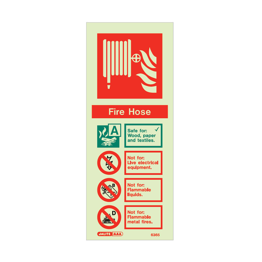 Photo-Luminescent Fire Hose Sign 200 x 80mm
