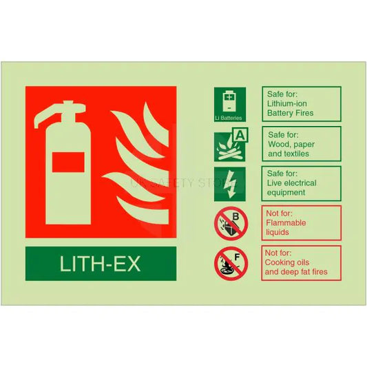 Extinguisher ID Sign - Lithium Ion Battery (A + Elec) - Landscape 105x150mm