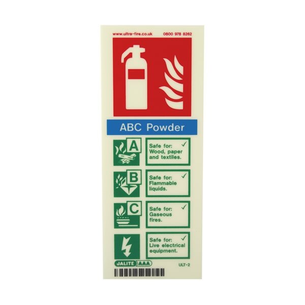 Extinguisher Sign - Rigid Plastic - Powder - 200x80mm