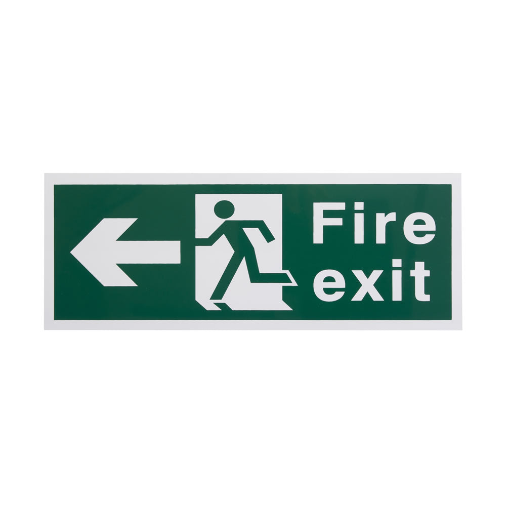 White Rigid Plastic Self Adhesive Fire Exit Signs - Left