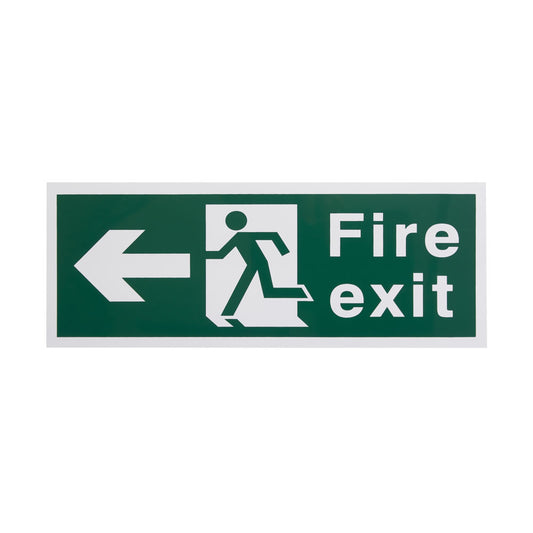 White Rigid Plastic Self Adhesive Fire Exit Signs - Left