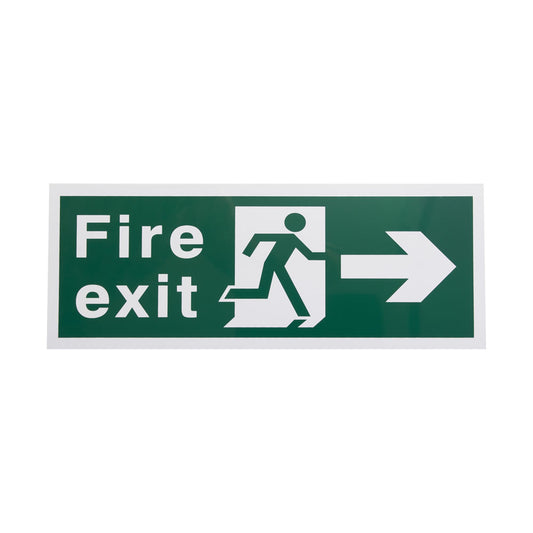 White Rigid Plastic Self Adhesive Fire Exit Signs - Right