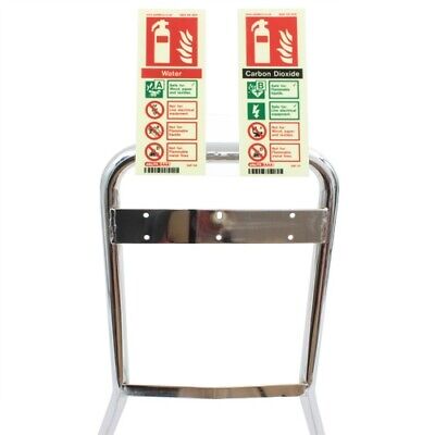 Fire Extinguisher ID Sign Chrome Stand Clip - Double