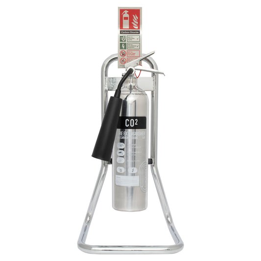Chrome Metal Single Extinguisher Stand - In Stock - (REPLACEMENT DUE - UFMET1C)